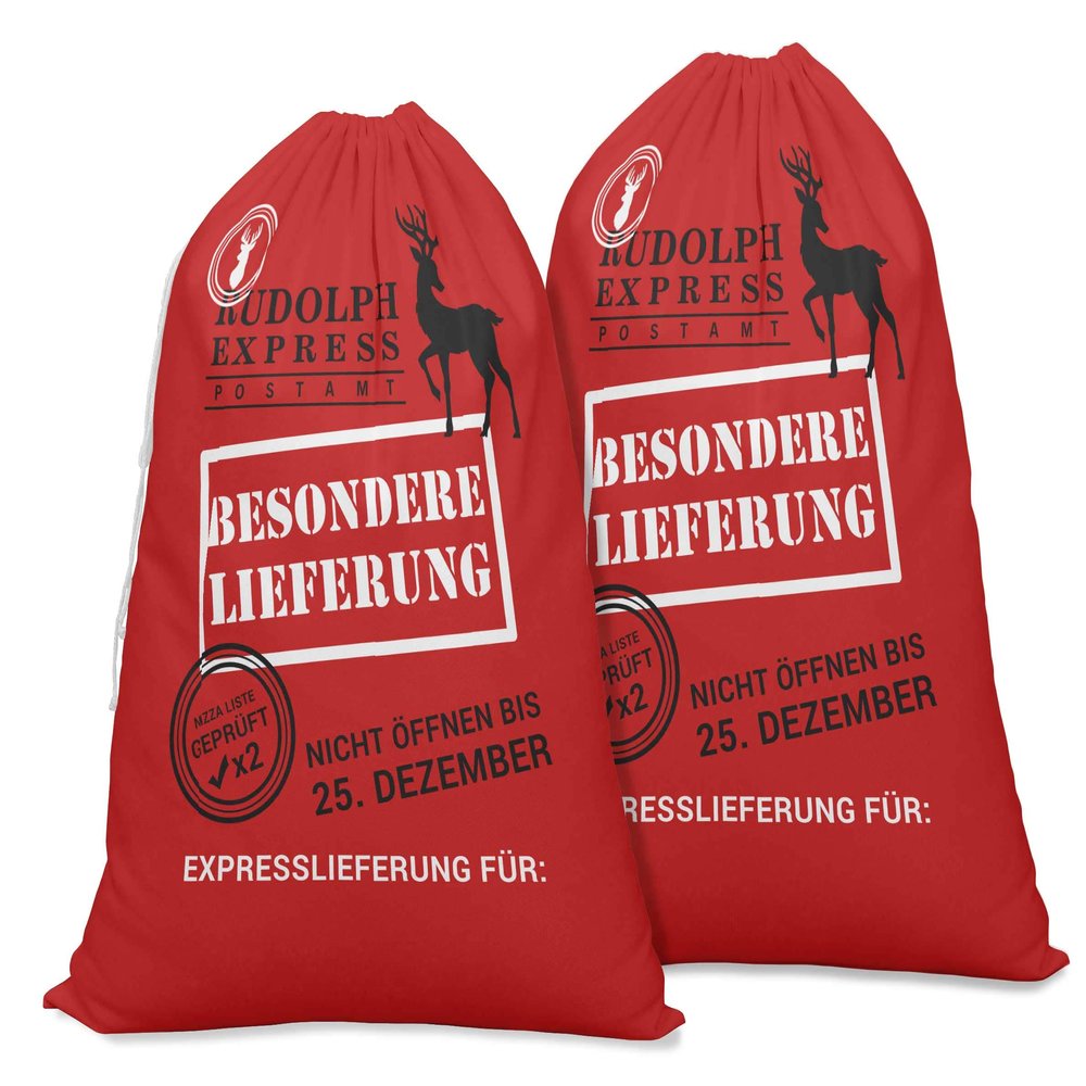 Printtoo Pack of 2 Drawstring Special Delivery Extra Large Size Christmas Sack Re-Usable Xmas Present Storage 27x20 Inch