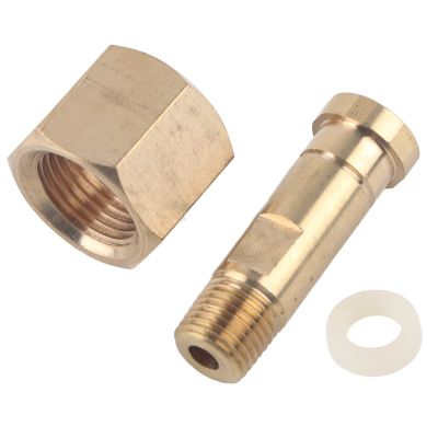 CGA-320 Brass Oxygen Inlet Connector, Regulator Inlet Nut Nipple with Washer, Pressure Reducer Accessories NPT1/4