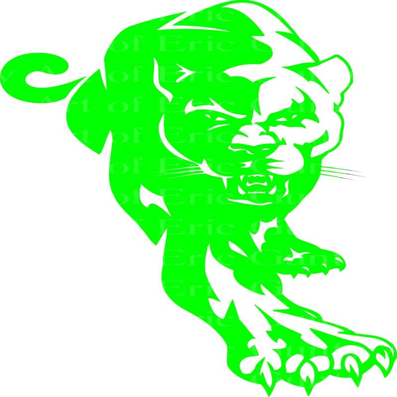 1/2 Sheet - Green Panther Cougar Mascot Birthday - D22458 - 2D Edible Cake/Cupcake Party Topper - D22458