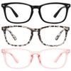 MEETSUN Blue Light Blocking Glasses, Anti Eye Strain Headache (Sleep Better),Computer Reading Glasses UV400 Transparent Lens (Black+Leopard+Pink / 3 PACK, 53) view 1