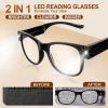 OuShiun USB Rechargeable Led Reading Glasses Lighted Eyewear for Women Men (Black, 1.0X) view 2