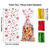 Boao 100 Pieces Cellophane Bags Cute Treat Bags Clear Goodies with 150 Pieces Twist Ties for Party Supplies (Christmas Style 11) view 2