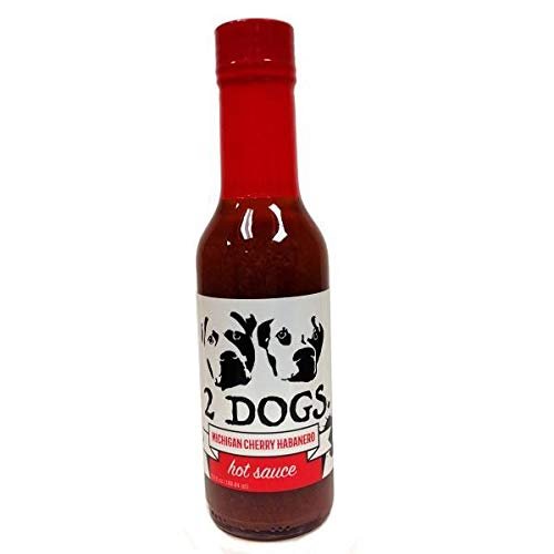 2 Dogs Michigan Cherry Habanero Hot Sauce 5.5 oz bottle