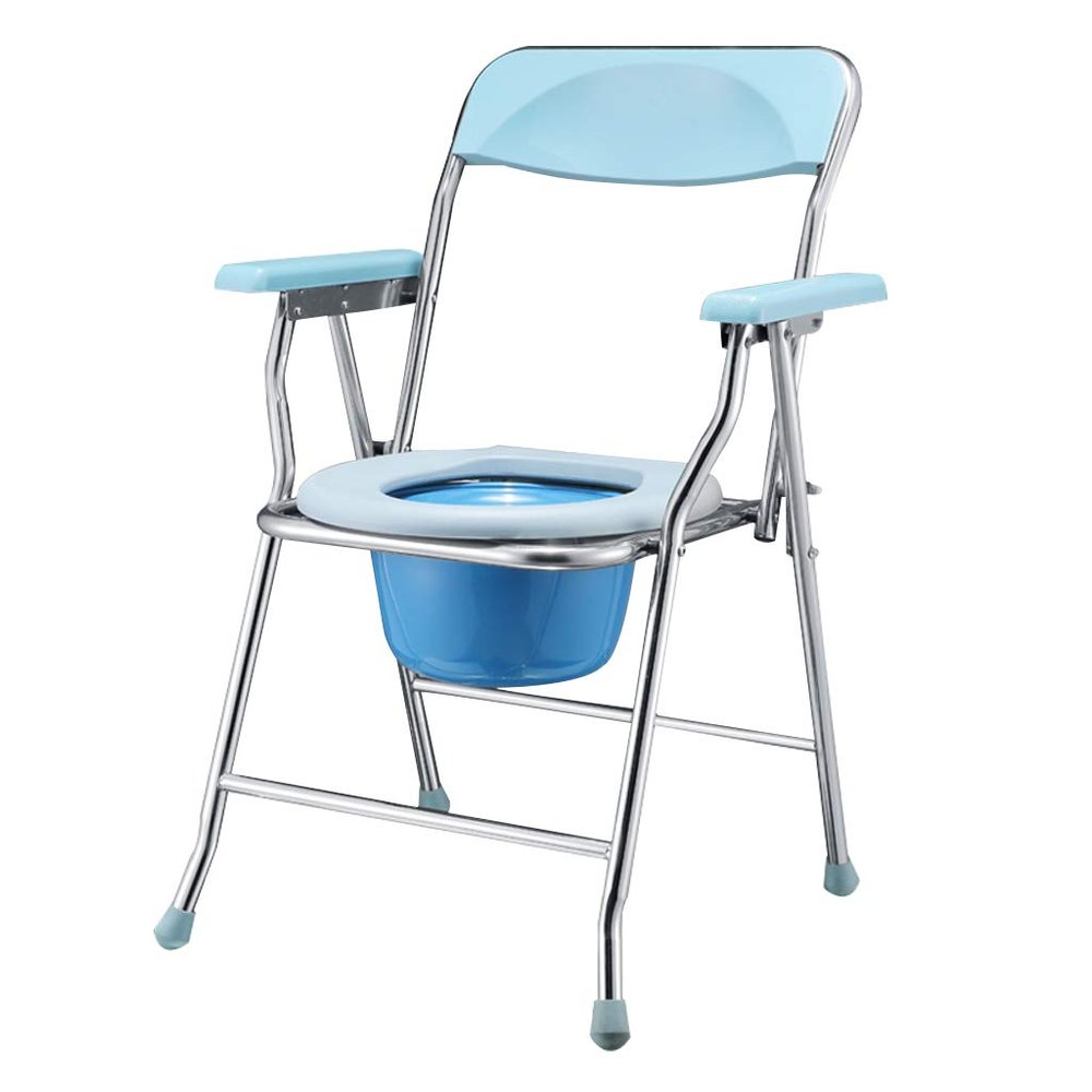 XWZJY Bath Toilet Chair Folding Homecare Bedside Commode Space Saving with Handles and Bucket Non-Slip Leg Pad for Seniors, Disabled, Handicapped