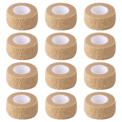 1 Inch Wide Skin Colour Elastic Self- Adhesive Bandage Finger Tape,Wrap Bandages for Wrist and Ankle for Chair and Table Legs to Reduce Friction and Noise-12pc
