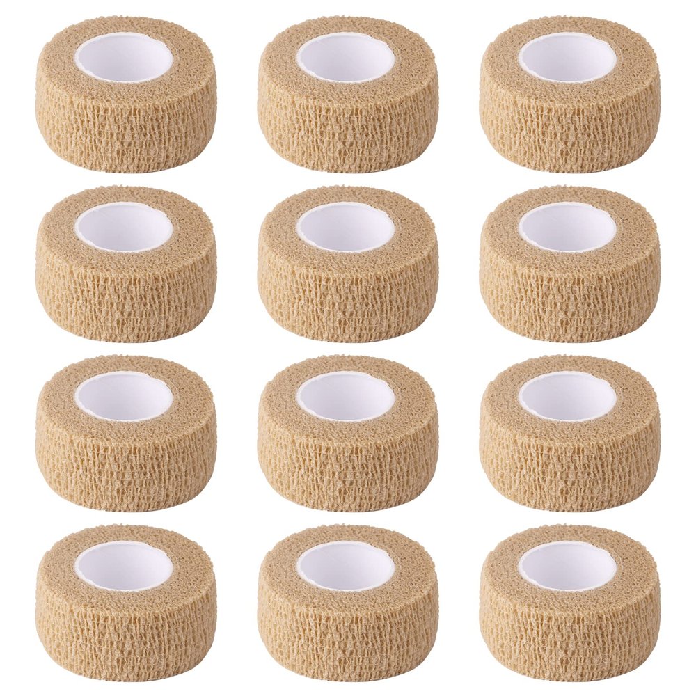 1 Inch Wide Skin Colour Elastic Self- Adhesive Bandage Finger Tape,Wrap Bandages for Wrist and Ankle for Chair and Table Legs to Reduce Friction and Noise-12pc