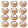 1 Inch Wide Skin Colour Elastic Self- Adhesive Bandage Finger Tape,Wrap Bandages for Wrist and Ankle for Chair and Table Legs to Reduce Friction and Noise-12pc view 1