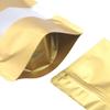 100 Metallic Colored with Clear Window Metallic Foil Stand-Up Resealable Food Storage Pouch (13oz, Matte Gold) view 4