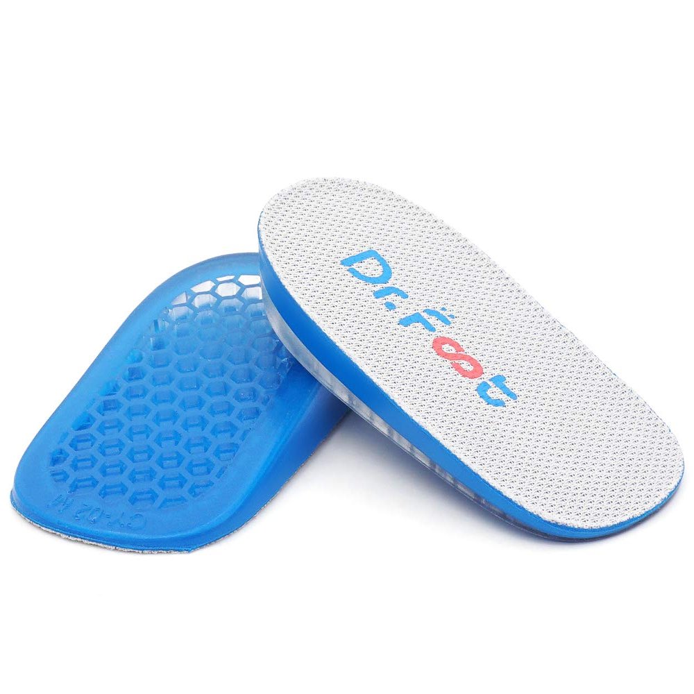 Dr. Foot's Height Increase Inserts, Gel Heel Lift Insoles, Shoe Lifts Insoles for Leg Length Discrepancies (1" Height) Blue