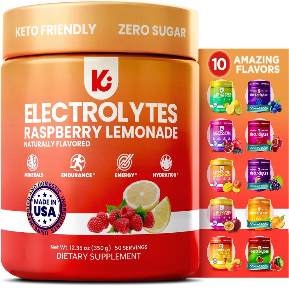 Keppi Electrolytes Powder Raspberry Lemonade Flavor 50 Servings No Sugar Hydration Supplement with Magnesium, Potassium, Sodium Keto, Vegan, Fasting-Friendly, Zero Calorie Electrolyte Drink