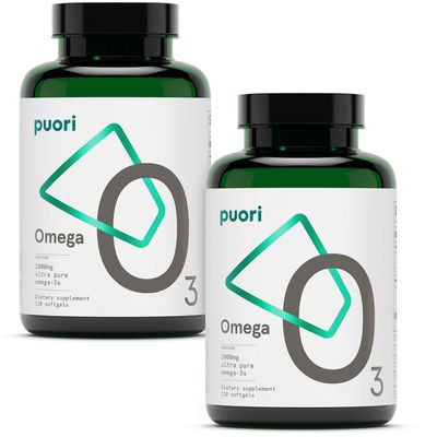 Puori Omega 3 Fish Oil - Ultra Pure 2000mg x 240 Softgels - Heart, Brain and Eye Health Supplement - Burpless, IFOS Certified, Non-GMO Capsules - O3-2000mg EPA 1250mg DHA 500mg