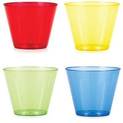 Baxter Distributing Plastic Party Cups, 9 Ounce Hard Plastic Tumbler Assorted Color, Box of 144