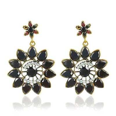 Fashion Ladies Must-have Flowers Bohemian Geometric Earrings Female (Black)