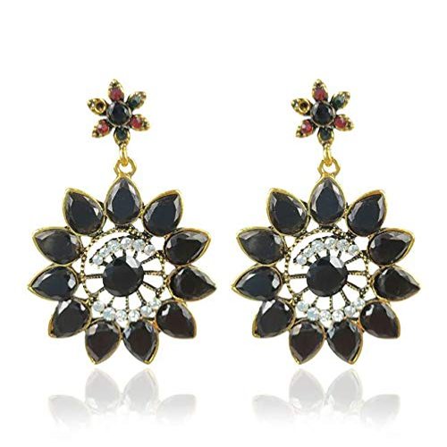 Fashion Ladies Must-have Flowers Bohemian Geometric Earrings Female (Black)
