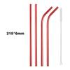 JASHII 2 Set Reusable Portable Metal Straws Stainless Steel Eco-friendly Drinking Straw with Travel Cloth Bag (4 Bent 4 Straight 2 Brush),Red view 2