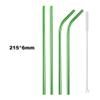 JASHII 2 Set Reusable Portable Metal Straws Stainless Steel Eco-friendly Drinking Straw with Travel Cloth Bag (4 Bent 4 Straight 2 Brush),Green view 2