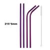 JASHII 2 Set Reusable Portable Metal Straws Stainless Steel Eco-friendly Drinking Straw with Travel Cloth Bag (4 Bent 4 Straight 2 Brush),Purple view 2