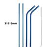 JASHII 2 Set Reusable Portable Metal Straws Stainless Steel Eco-friendly Drinking Straw with Travel Cloth Bag (4 Bent 4 Straight 2 Brush),Blue view 2
