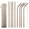 JASHII 2 Set Reusable Portable Metal Straws Stainless Steel Eco-friendly Drinking Straw with Travel Cloth Bag (4 Bent 4 Straight 2 Brush),Rose view 1