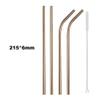 JASHII 2 Set Reusable Portable Metal Straws Stainless Steel Eco-friendly Drinking Straw with Travel Cloth Bag (4 Bent 4 Straight 2 Brush),Rose view 2