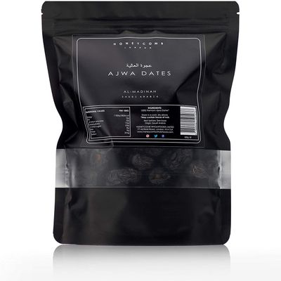 Dates - Ajwa Dates - Ajwa Al Aaliyah Saudi Dates Dried Fruit Snacks - Ajwa Dates Madinah - Dried Dates - Fresh Dates - Honeycomb London - 500g pouch