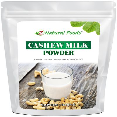 Z Natural Foods Unsweetened Cashew Milk Powder - Plant/Nut Milk For Healthy Heart, Bones, Skin - Substitute for Cashew Butter - Gluten-Free, Kosher, Non-GMO, Vegan, Dairy-Free, 1 lb