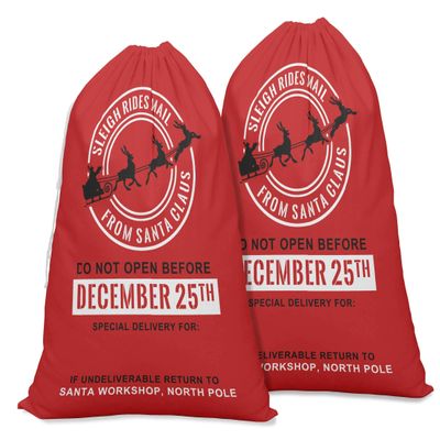 Printtoo Pack of 2 Drawstring Special Delivery Extra Large Size Christmas Sack Re-Usable Xmas Present Storage 27x20 Inch