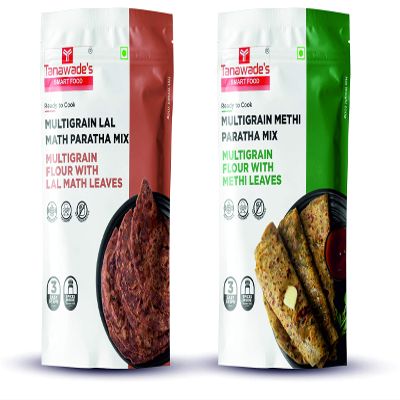 Tanawade's Smart Food Paratha Combo, Instant Lal Math Paratha, Methi Paratha Mix, Ready to Cook, Home Food with Hand Picked Flavours, Pack of 2 (one of Each)