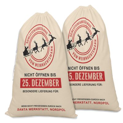 Printtoo Pack of 2 Pcs Xmas Presents Storage Bags Large Santa Gift Sack with Drawstring Christmas Party Favor 27x20 Inch