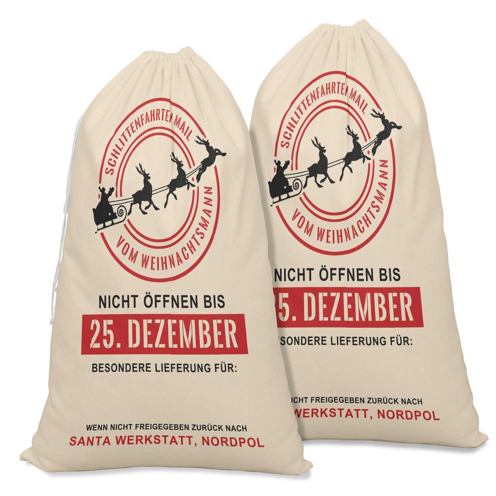 Printtoo Pack of 2 Pcs Xmas Presents Storage Bags Large Santa Gift Sack with Drawstring Christmas Party Favor 27x20 Inch