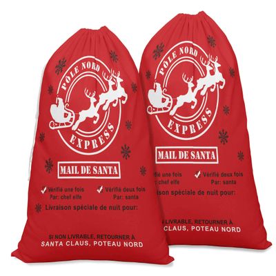 Printtoo 2 Pcs Santa Gift Sack for Kids Presents Xmas Bag Christmas Sack Personalized Bags Large 27x20 Inch