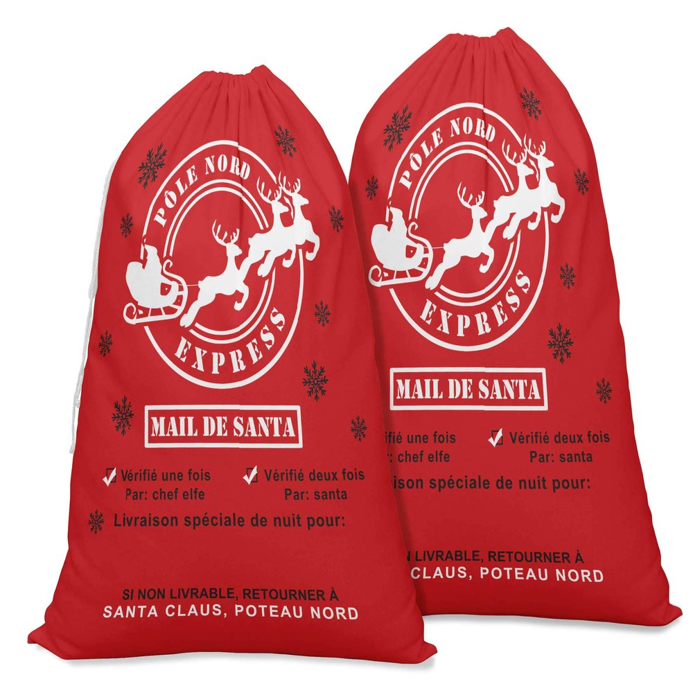 Printtoo 2 Pcs Santa Gift Sack for Kids Presents Xmas Bag Christmas Sack Personalized Bags Large 27x20 Inch