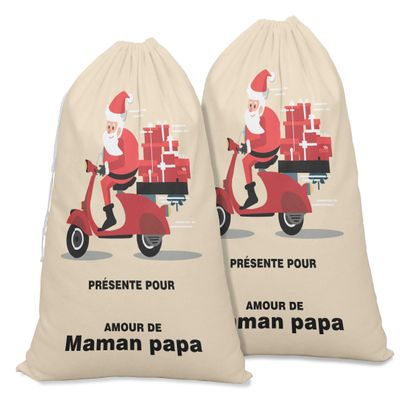 Printtoo Pack of 2 Pcs Xmas Presents Storage Bags Large Santa Gift Sack with Drawstring Christmas Party Favor 27x20 Inch