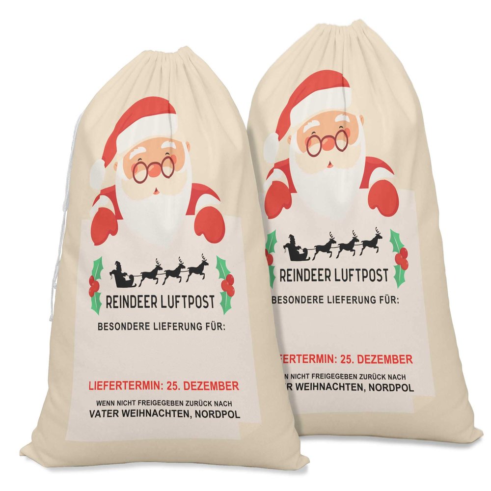 Printtoo Pack of 2 Pcs Xmas Presents Storage Bags Large Santa Gift Sack with Drawstring Christmas Party Favor 27x20 Inch