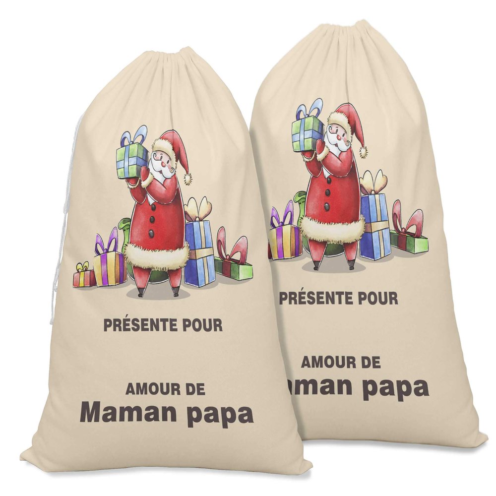 Printtoo Large Drawstring Canvas Bag Christmas Sack Bags Santa Gift Sack Custom Party Favor 2 Pcs 27x20 Inch