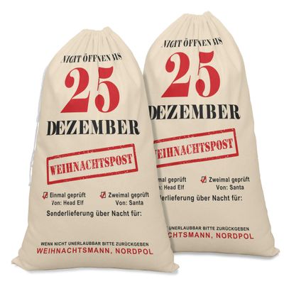 Printtoo Pack of 2 Drawstring Special Delivery Extra Large Size Christmas Sack Re-Usable Xmas Present Storage 27x20 Inch