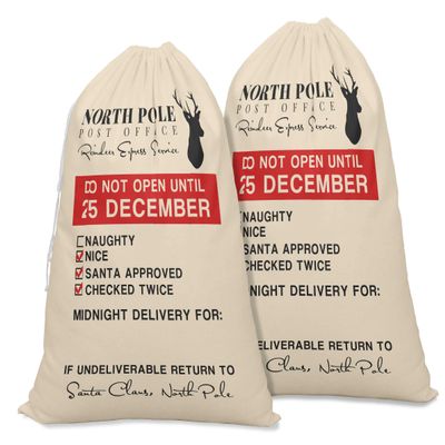 Printtoo Pack Of 2 Pcs Xmas Presents Storage Bags Large Santa Gift Sack With Drawstring Christmas Party Favor 27x20 Inch