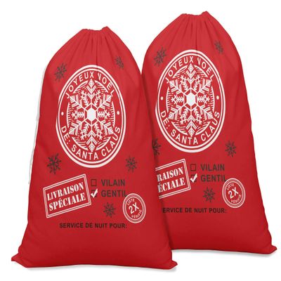 Printtoo Pack of 2 Drawstring Special Delivery Extra Large Size Christmas Sack Re-Usable Xmas Present Storage 27x20 Inch