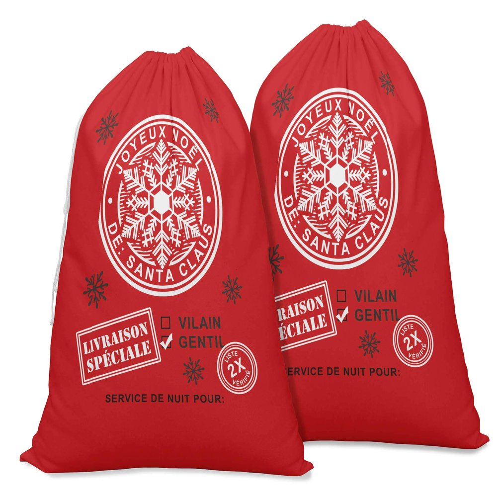 Printtoo Pack of 2 Drawstring Special Delivery Extra Large Size Christmas Sack Re-Usable Xmas Present Storage 27x20 Inch