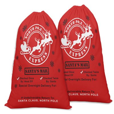 Printtoo Pack of 2 Drawstring Special Delivery Extra Large Size Christmas Sack Re-Usable Xmas Present Storage 27x20 Inch