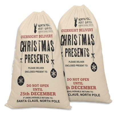 Printtoo Large Drawstring Canvas Bag Christmas Sack Bags Santa Gift Sack Custom Party Favor 2 Pcs 27x20 Inch
