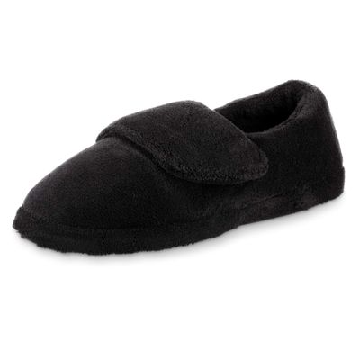 Acorn Men's Adjustable Wrap Slippers, Warm and Cozy Therapeutic Support for Arthritis, Swollen feet, or Diabetic Footwear, Black, 10.5-11.5