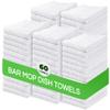 Towels N More 60 Pieces 31oz Cotton Kitchen Cleaning Towels, Reusable Bar Mop Towel, Commercial Grade Quality (White) view 1