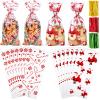 100 Pieces Christmas Cellophane Bags for Treat and Candy Goodie Cookie Packaging - Holiday Party Favors With 150 Twist Ties for Xmas Supplies view 1