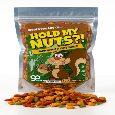 Hold My Nuts Spicy Trail Mix - Funny Squirrel with Acorn Design - Spicy Snacks for Men and Women - Premium Blend, Made in the USA