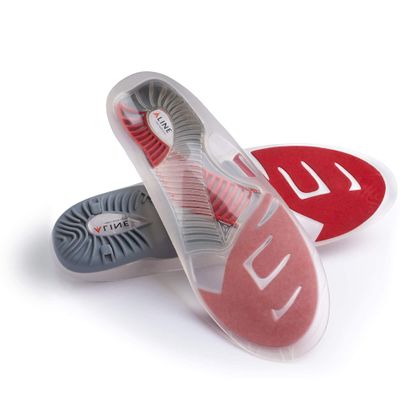 ALINE Shoe Inserts for Men & Women - Arch Support, Work Boot Insoles for Standing All Day, Plantar Fasciitis Relief, Flat Foot Sole Orthotics. Red - Men 8-9 / Women 9-10 / EU 40.5-42