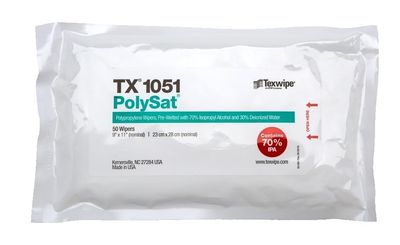 Texwipe TX1051 PolySat 9" x 11" Polypropylene Cleanroom Wiper Pre-Wetted 70% IPA (Case of 1200)