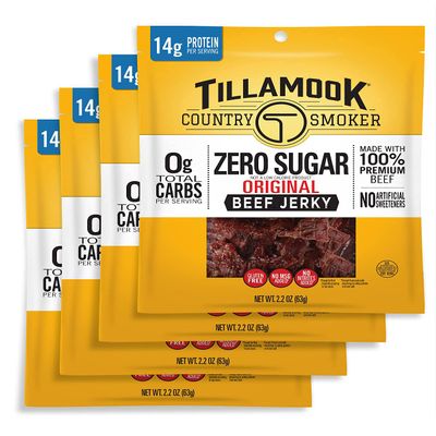 Tillamook Country Smoker Keto Friendly Zero Sugar Beef Jerky, Original, 2.2 Ounce (Pack of 4)