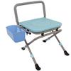 XWZJY Folding Potty/Shower Chair Portable Toilet Elderly Bedside Commode Seat with Non-Slip Leg Pad Height Adjustable Wash Basket Bathroom Support view 1