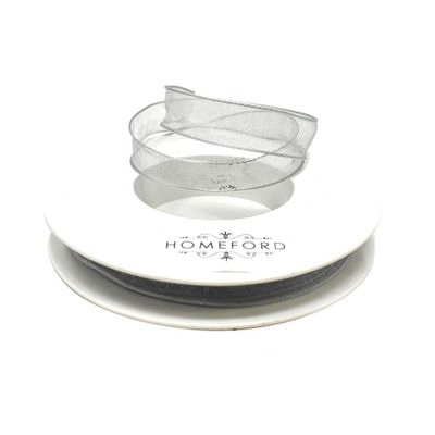Homeford Sheer Organza Curling Wired Ribbon, 5/8-Inch, 27-Yard (Silver)